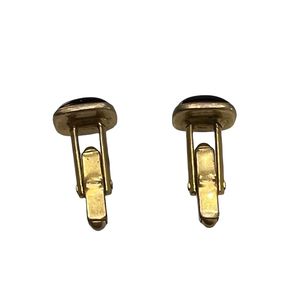 VINTAGE SWANK RED DOMED GOLD TONE CUFFLINKS